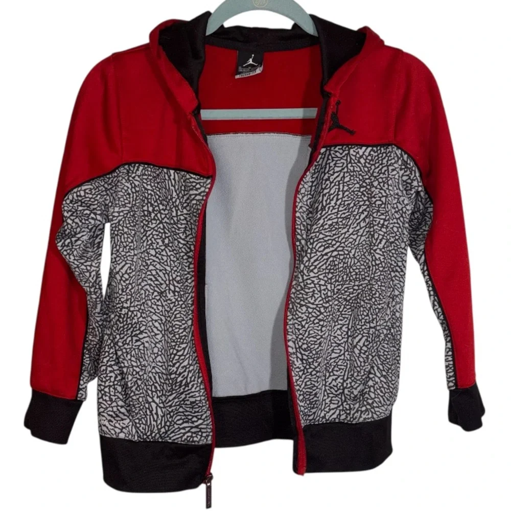 Jordan Zip Front Hoodie Therma Fit Limited Elephant Print Long Sleeve Boys 10-12